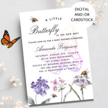 Butterfly wildblommor violett rosa Flickdusch