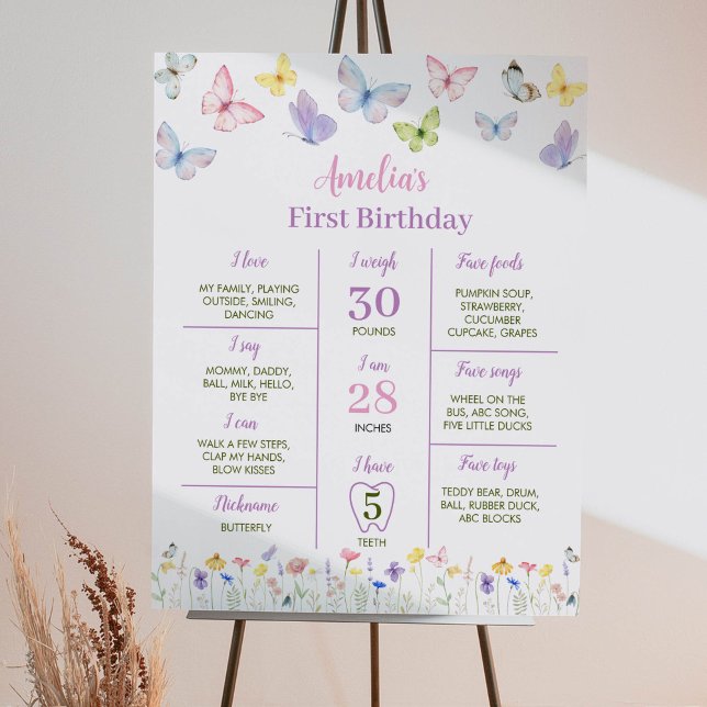 Butterfly Wildbloms Birthday Milestone Poster (Skapare uppladdad)