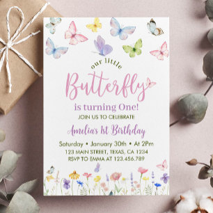 Butterfly Wildbloms första födelsedagsinbjudan Inbjudningar