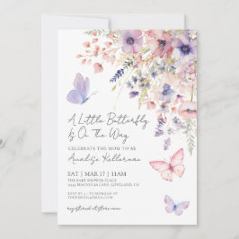 Butterfly Wildflower Baby Shower Inbjudningar