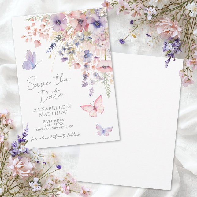 Butterfly Wildflower Wedding Spara Datumet (Butterfly Wildflower Wedding Save the Date)