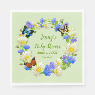Butterfly Wildlowers Baby Shower Pappra blöjor Pappersservett