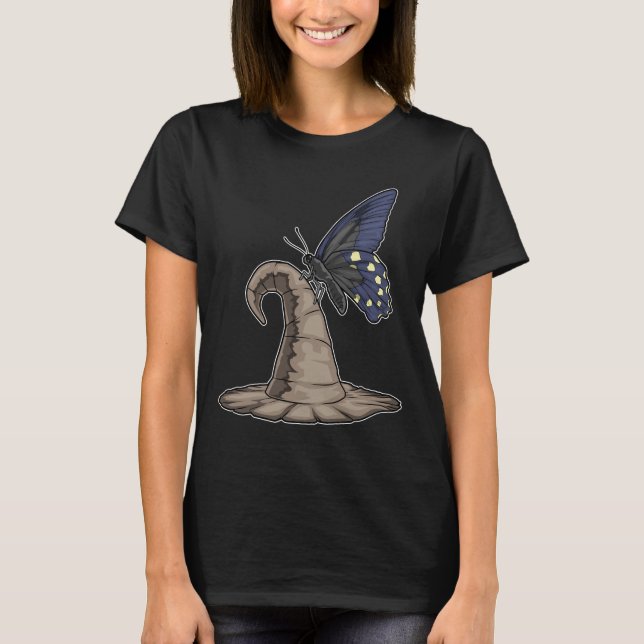 Butterfly Witch hat T Shirt (Framsida)
