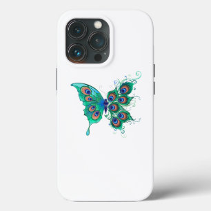 Butterfly with Green Peacock Feathers