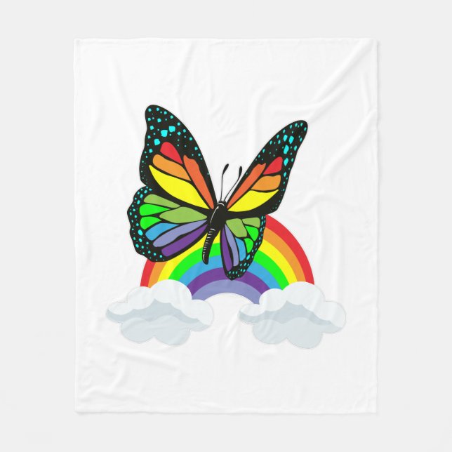 Butterfly with Rainbow Fleecefilt (Framsidan)