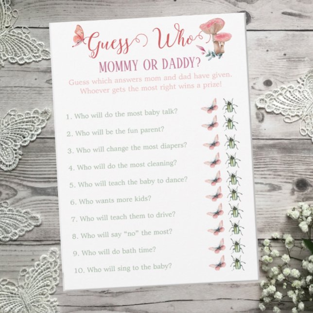 Butterfly Woodland Baby Shower Gissa vem som spela Inbjudningar (Skapare uppladdad)