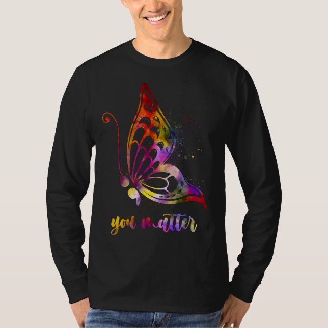 Butterfly You Matter LGBT Suicide Prevention Aware T Shirt (Framsida)