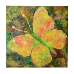 Butterfy och Flowers - Watercolor Art Collection Kakelplatta