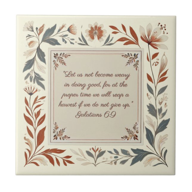 Butterglass Farmhouse Blommigt Ram Bible Verse Kakelplatta (Framsidan)