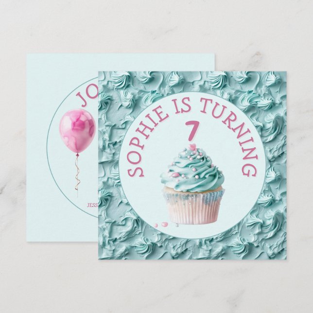 Butterglass Icing Party Birthday Inbjudningar (Fram/baksida)