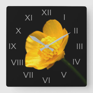 Butterkope Flower Grått Roman Nummer wc Fyrkantig Klocka