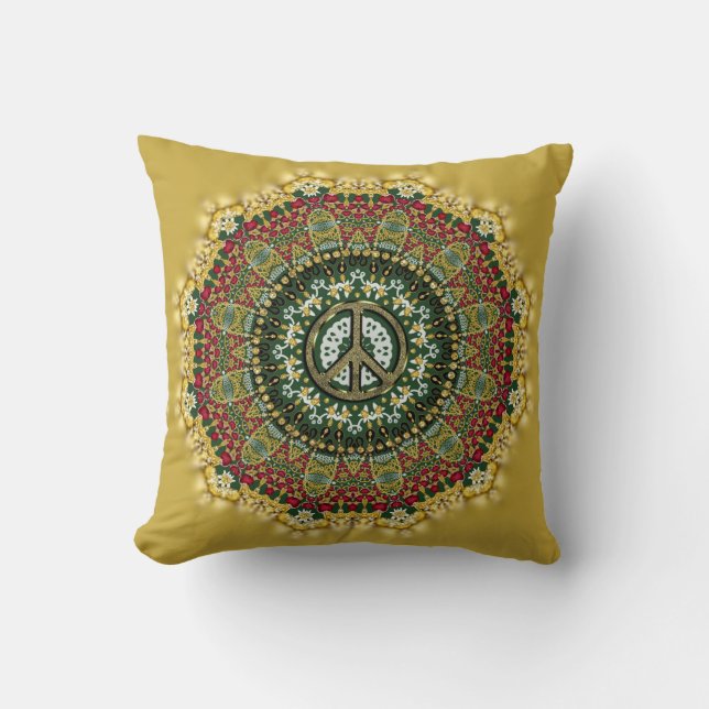 Butterkoppon Boho Mandala Fredstecken Cushion Kudde (Framsida)