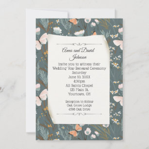 Butterlies och Wildblommor Design for Vow Renewal Inbjudningar