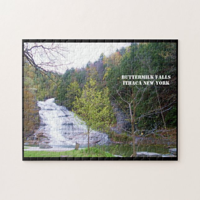 BUTTERMILK FALLS ITHACA NEW YORK JIGSAW PUZZZLE PUSSEL (Horisontell)