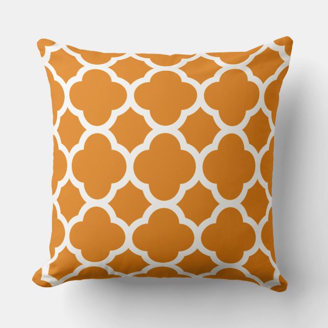 Butternut Squash Orange Quatrefoil Mönster Kudde (Framsida)