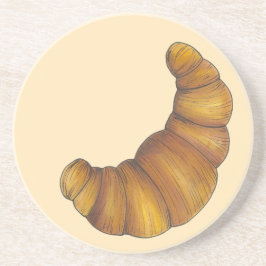 Buttery Flaky Golden Croissant Fransk Pastry Food Underlägg Sandsten