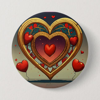 Buttom med utskriven design för guldfärgat hjärta knapp