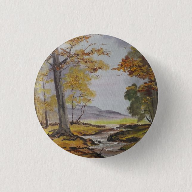 Button Ann Hayes Painting Forest Stream Knapp (Framsida)