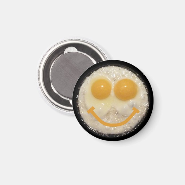 Button ansikte Fried Egg Ansikte Magnet (Front/Back)