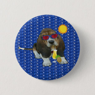 Button Baby Basset Hound Sheldon, sommartid Knapp