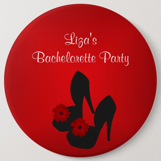 Button Bachelorette Party Red Black Shoe Knapp (Framsida)
