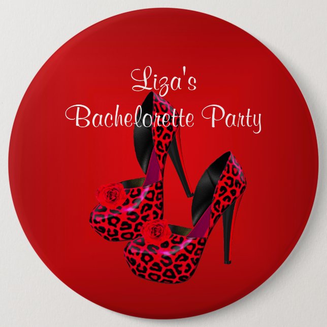 Button Bachelorette Party Red Black Shoe Knapp (Framsida)
