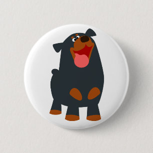Button Badge Cute Friendly Tecknad Rottweiler Knapp
