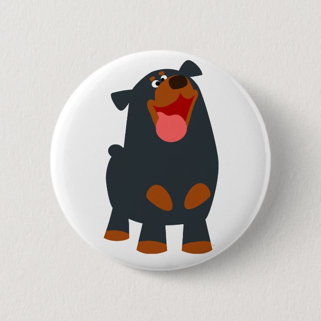 Button Badge Cute Friendly Tecknad Rottweiler Knapp (Framsida)