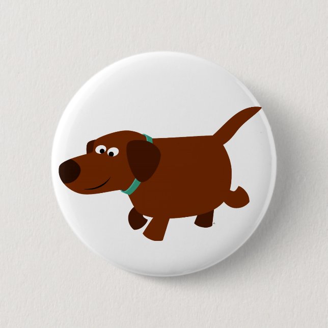 Button Badge för Cute Tecknad Chocolate Labrador Knapp (Framsida)