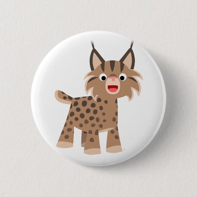 Button Badge för Cute Tecknad Lycklig Lynx-knapp Knapp (Framsida)