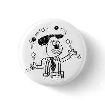 Button Badge med Clown Juggler Juggling