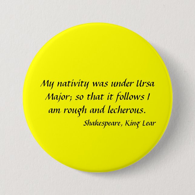 Button/Badge - Shakespeare, "Kung Lear" 7,5 cm Rou Knapp (Framsida)