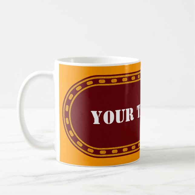 BUTTON BANNER-orangens bruna övertoning + texten Kaffemugg (Vänster)