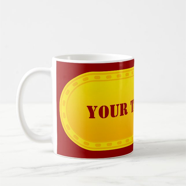 BUTTON BANNER-övertoning för gult + din text Kaffemugg (Vänster)