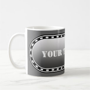 BUTTON BANNER Svart grått-övertoning + text Kaffemugg
