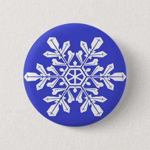 Button Blue Snowflake Knapp