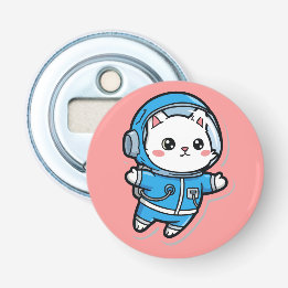 Button Bottle Opener Cute Astronaut Cat Kawaii  Flasköppnare