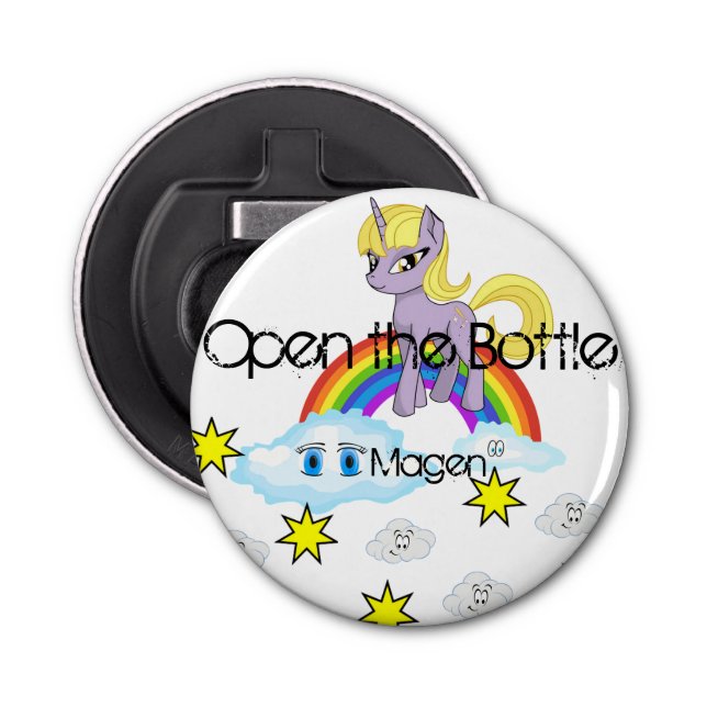 Button Bottle-öppnare Pony Rainbow Clouds Flasköppnare (Framsidan)