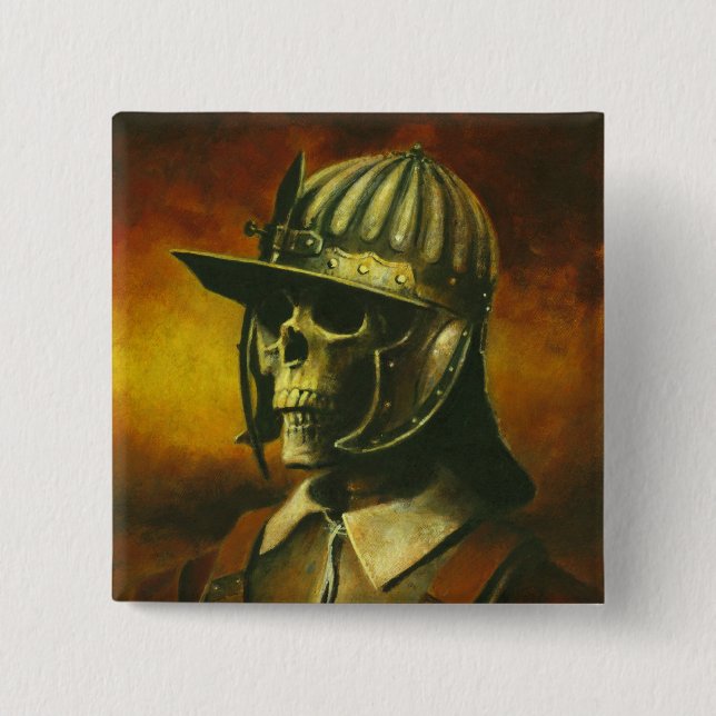 Button Civil Krig Roundhead Skeleton Knapp (Framsida)