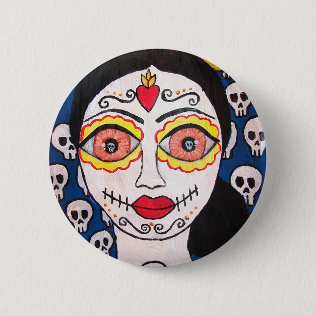 Button Day of the dead ’Mi Catrina’ Knapp (Framsida)