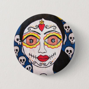 Button Day of the dead ’Mi Catrina’ Knapp