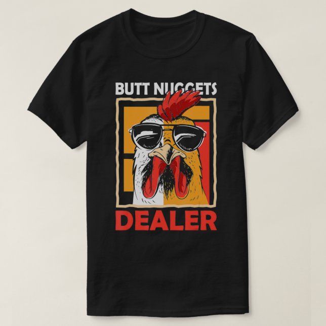 Button Dealer Chicken Sunglass Farming T Shirt (Design framsida)