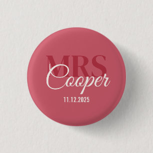 Button Elegant bröllop par Namn Red Ivory Färg Knapp