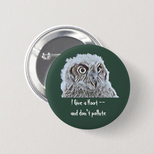 Button - Ge a Hoot Uggla Head Knapp (Framsida & baksida)
