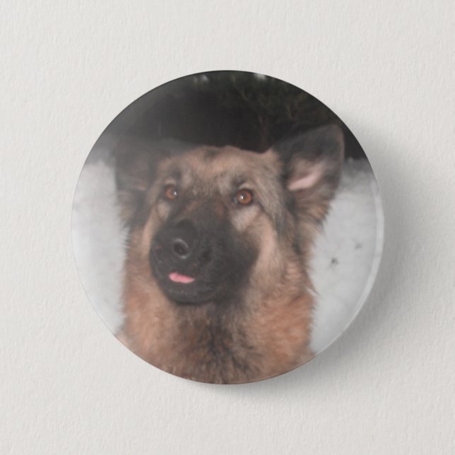 Button German Shepherd Sticking Tunga Out Knapp (Framsida)