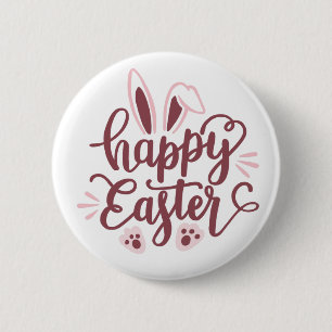 Button glad påsk Bunny - Cute Vår Helgdag Knapp