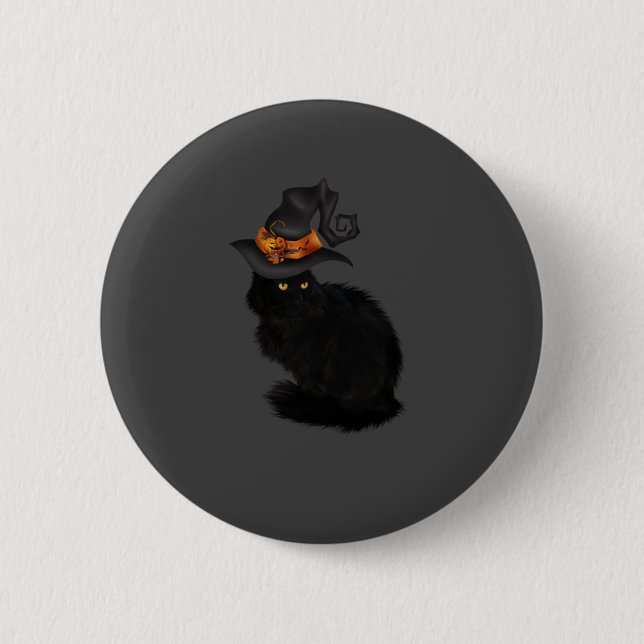 Button Halloween Black Cat Knapp (Framsida)