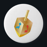 Button Hanukkah Festival Guld Wood Dreidel Hebrew Knapp<br><div class="desc">Hanukkah Festival of Ljus. Dreidel är en liten fyrsidig spinning med en hebreisk brev på vardera sidan, som används av Judar. Guld Spinning, isolerad vit bakgrund, symbol för Hanukkah judisk Helgdag - BUTTON. Hanukkah Jewish Trendig design, flerfärgat ljus judisk Helgdag för hem, kontor och skola, tillbehör, knappar och lappar, Hanukkah...</div>