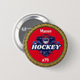 Button Hockey Gear - Personlig -Add Namn # Knapp
