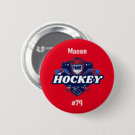 Button Hockey Gear - Personlig -Add Namn # Knapp